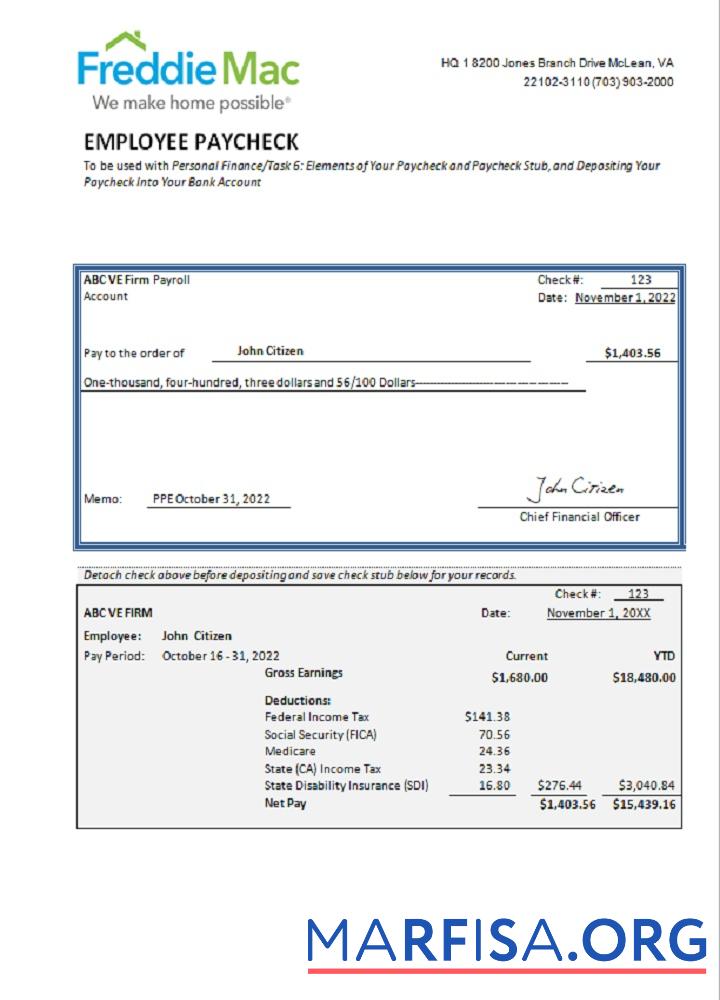 Printable USA financial employee sheet version 3 example